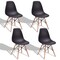 4 Pack Dining Chairs Mid Century Modern Ergonomic ABS Seat Beech Wood Legs Black